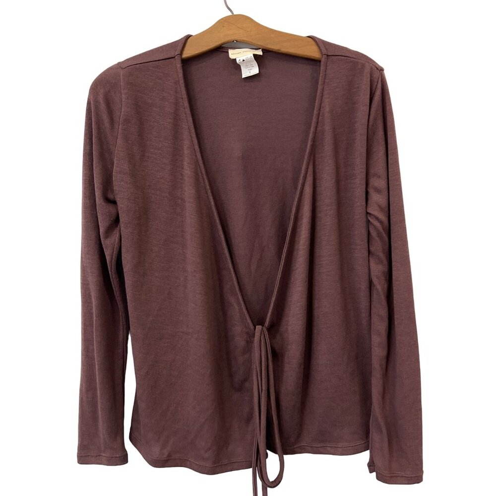 Enough About Me Cardigan Top Size Small Brown Cozy Neutral Minimalist Office